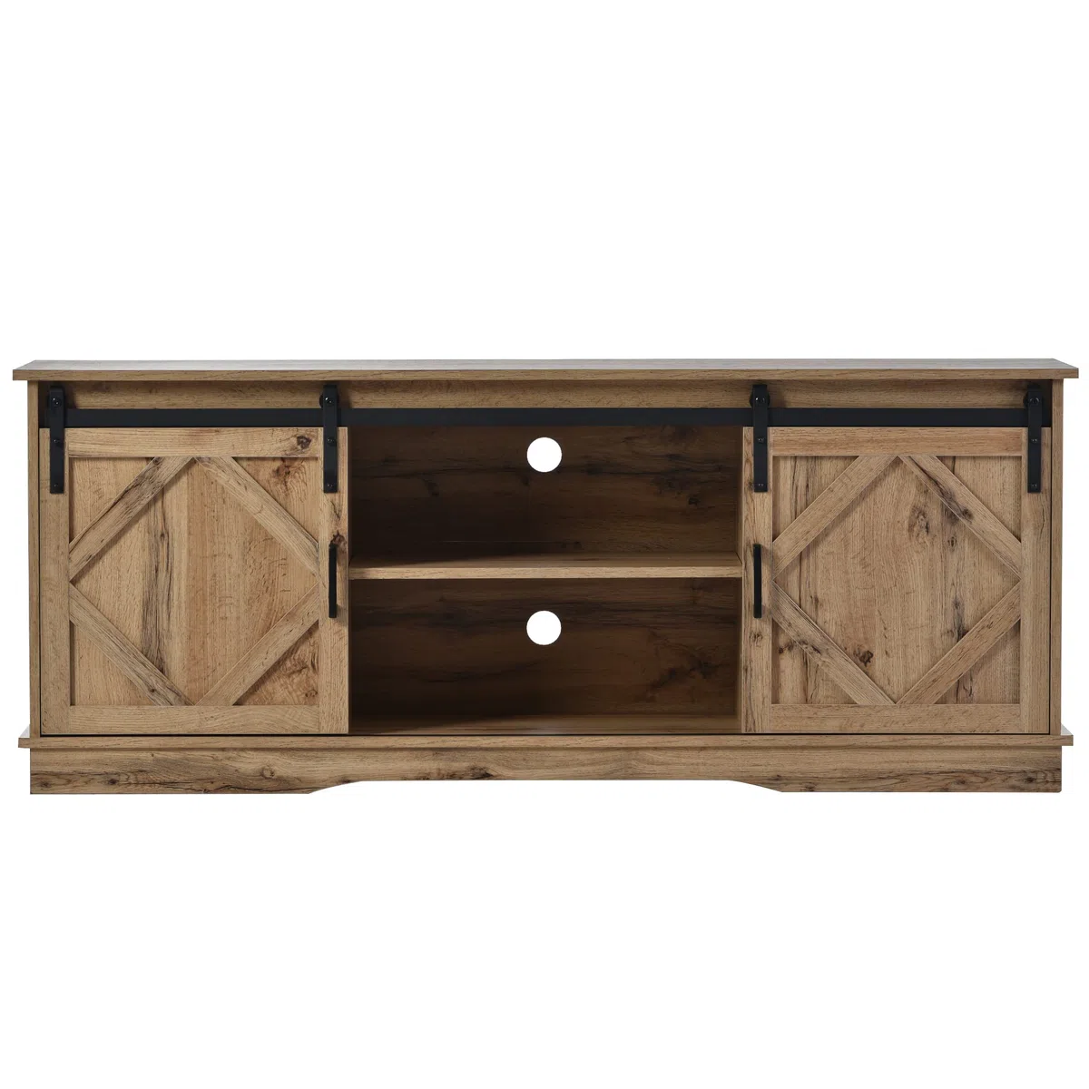Grande mobile per TV, 150 x 40 x 60 cm, con 2 classiche ante scorrevoli, scaffali regolabili per soggiorno, sala da pranzo, casa di campagna, design moderno (marrone)