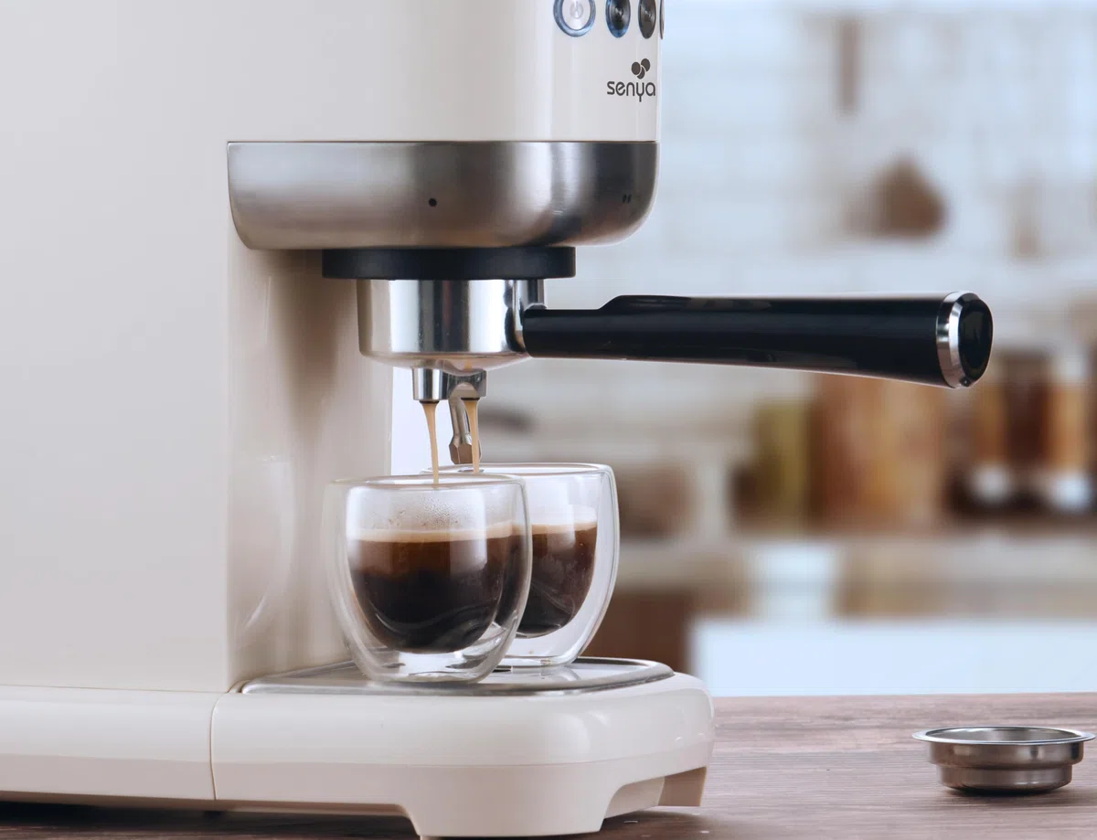 Senya Macchina da caffè Tasty Coffee Crema 20 Bar, Caffettiera Espresso e Cappuccino 1300W, Thermoblock, Montalatte, Spegnimento automatico, SYBF-CM006C