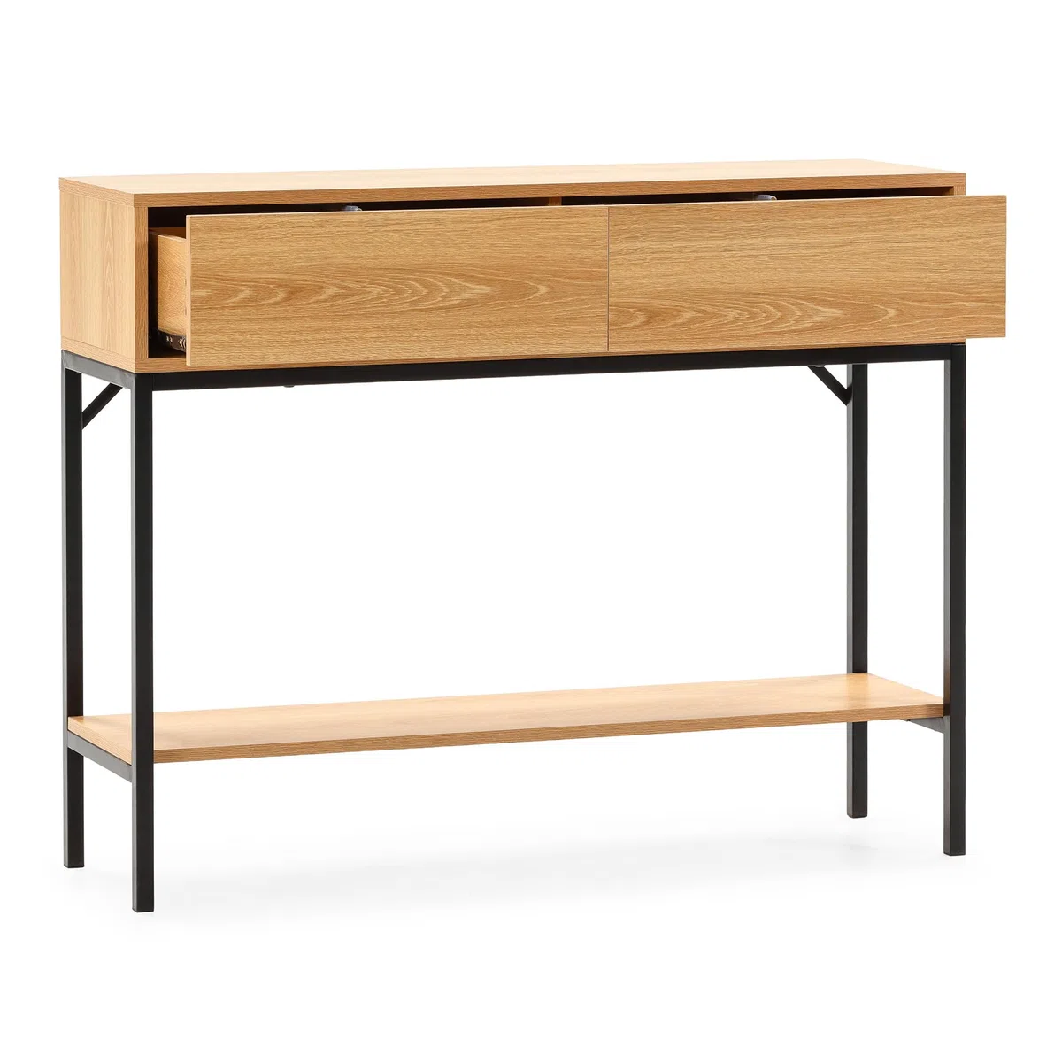 HOMN LIVING Consolle da ingresso Auri con 2 cassetti, colore rovere, 100 cm (larghezza) 30 cm (profondità) 80 cm (altezza)