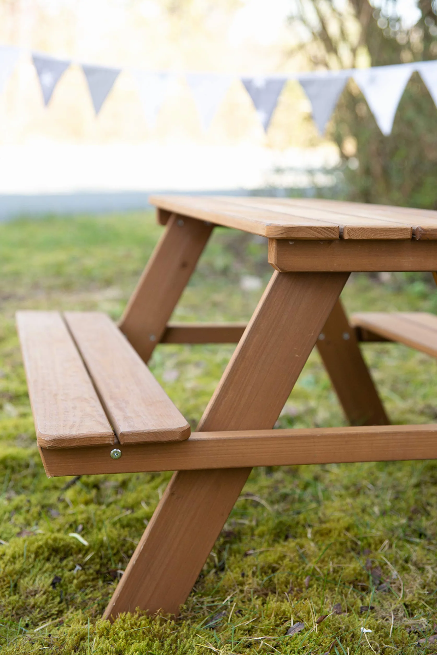 roba Panca con Tavolo per Bambini Picnic - da Esterno - per Giardino - Resistente alle Intemperie - 4 Posti - per Campeggio - Regalo Compleanno, Natale, Pasqua - Legno Massello – Marrone