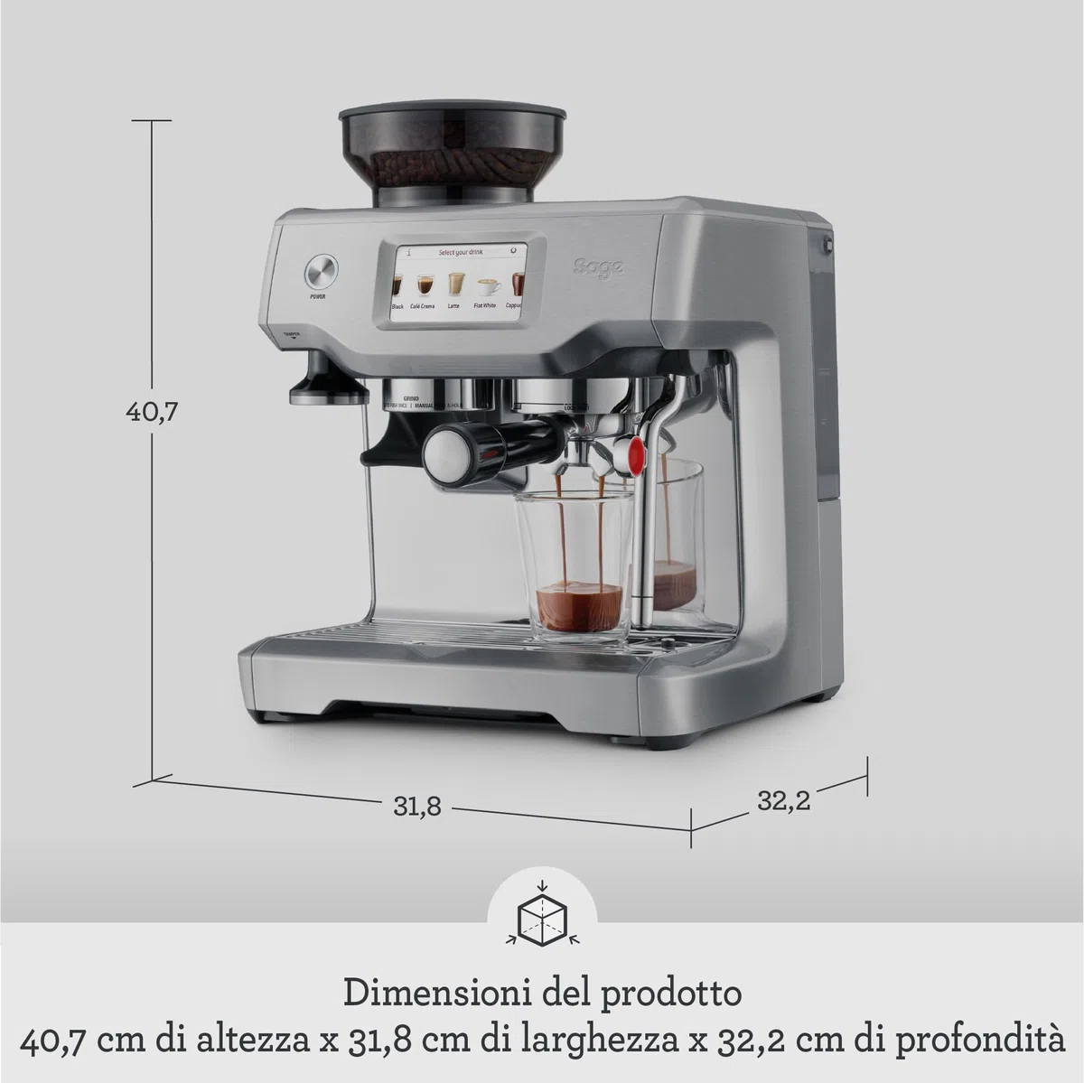Sage - The Barista Touch - Macchina per Caffè in Grani con Montalatte Automatico - Tartufo Nero