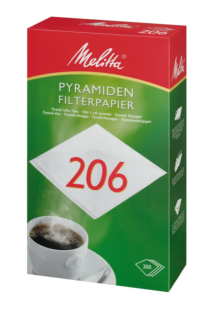 Melitta carta da filtro piramide 206 gr, bianco, 200 pezzi.