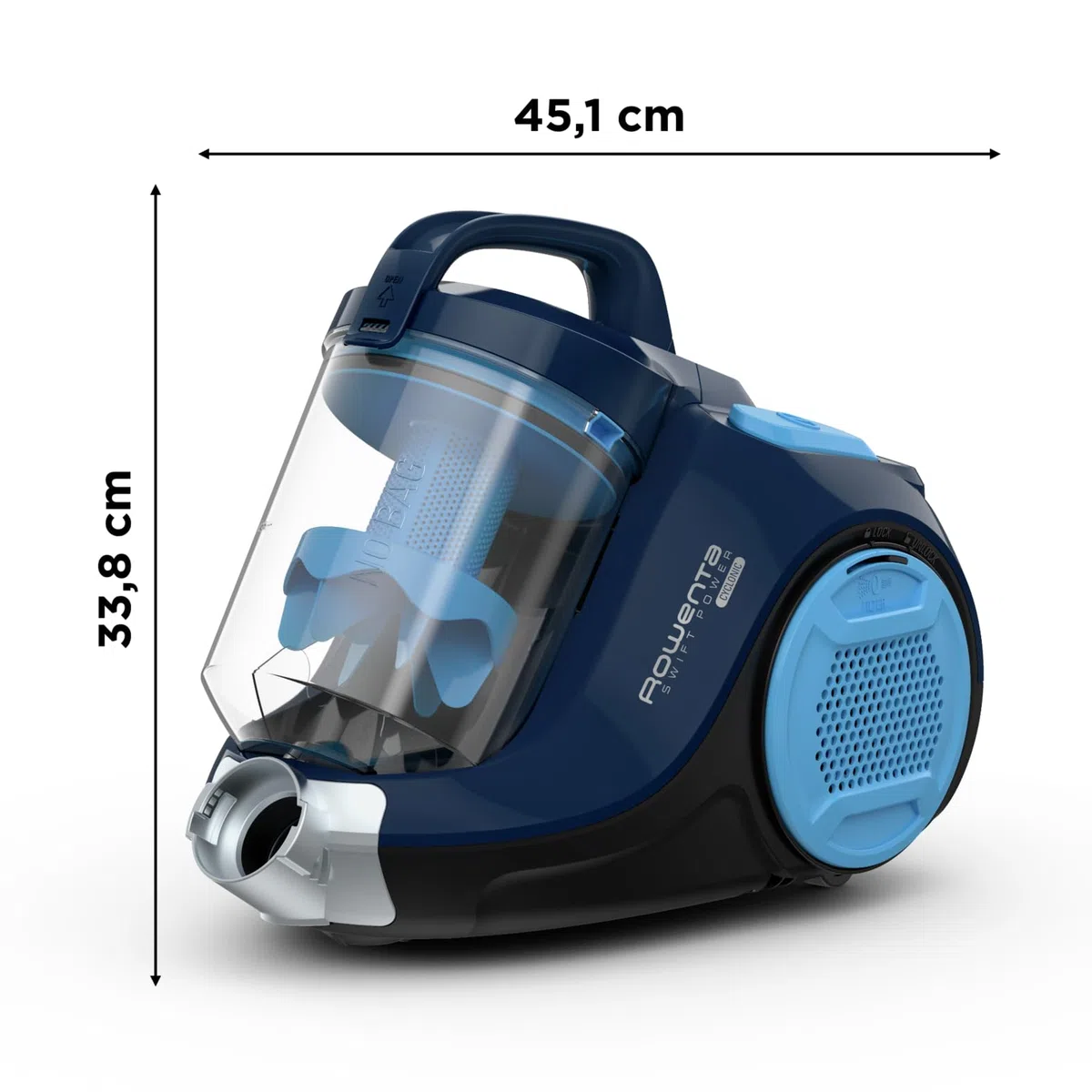 Rowenta Swift Power Cyclonic Aspirapolvere Potente Senza Sacco, 1.2 L, 750 W, 5 Accessori Inclusi, 77 dB(A) Silenzioso, Tecnologia Ciclonica, Aspirapolvere a Traino Compatto,Filtro efficiente, RO2981