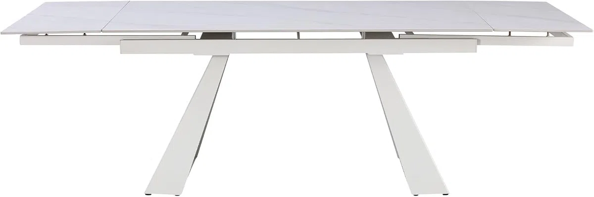 Cribel Tavolo da Pranzo Vermont Allungabile 160–240 cm | Piano in Gres Porcellanato Effetto Marmo | Gambe in Metallo a Trapezio Inclinato | Design Moderno e Imponente
