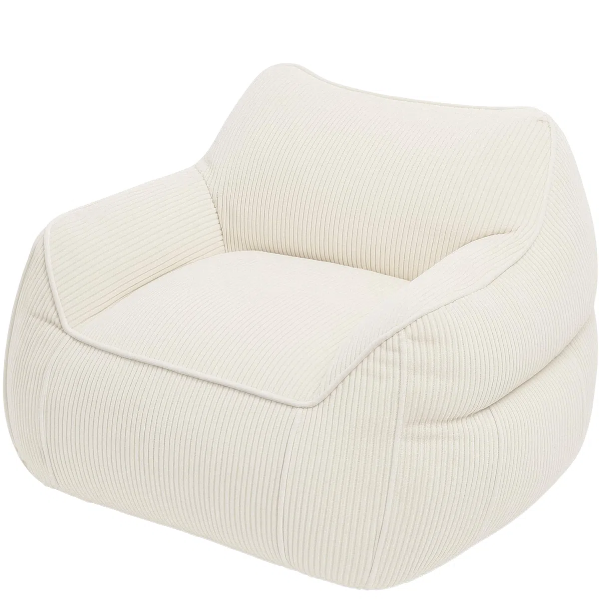 bananair - Pouf Poltrona per Salotto e Camera - Tessuto in Velluto a Coste Morbido ed Elegante - Poltrona Sacco Generosamente Imbottito, Ideale per un Ambiente Accogliente (Bianco Sporco)
