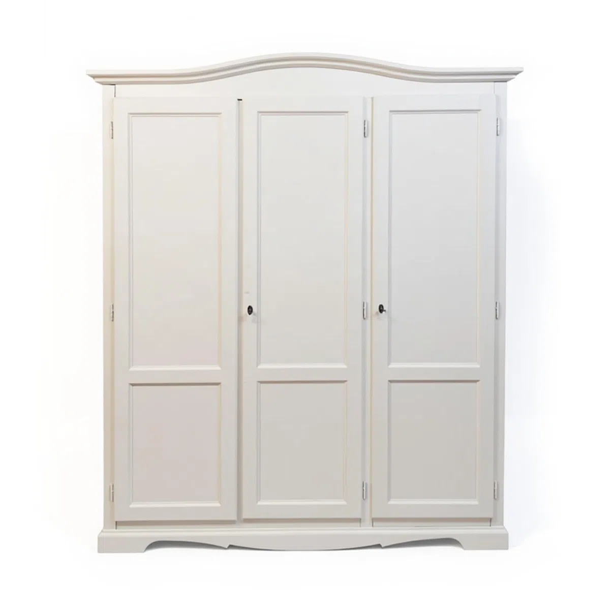 Mar.c.a. Design - Armadio in Legno Massello Arte Povera 158x56x197 cm - 3 Ante con Cappello Gendarme Tondo - Made in Italy