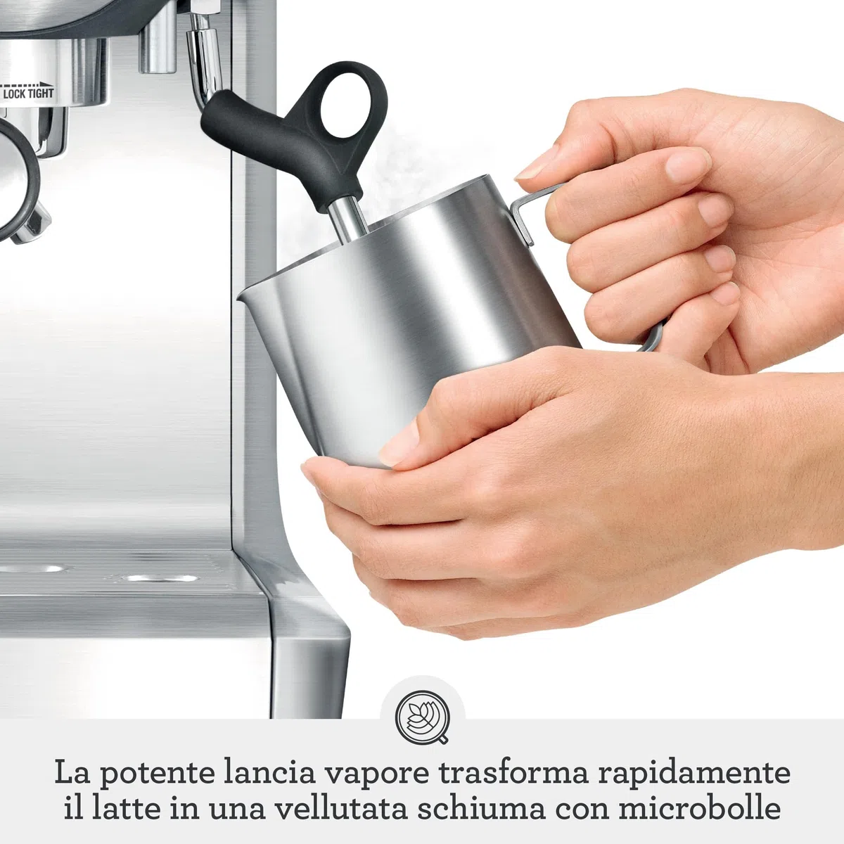 Sage - The Barista Express - Macchina Caffè Espresso con Cono Integrato, Pre-infusione a Bassa Pressione e Lancia Vapore Manuale per il Latte - Acciaio Inox Spazzolato, Lattiera 'Temp Control'