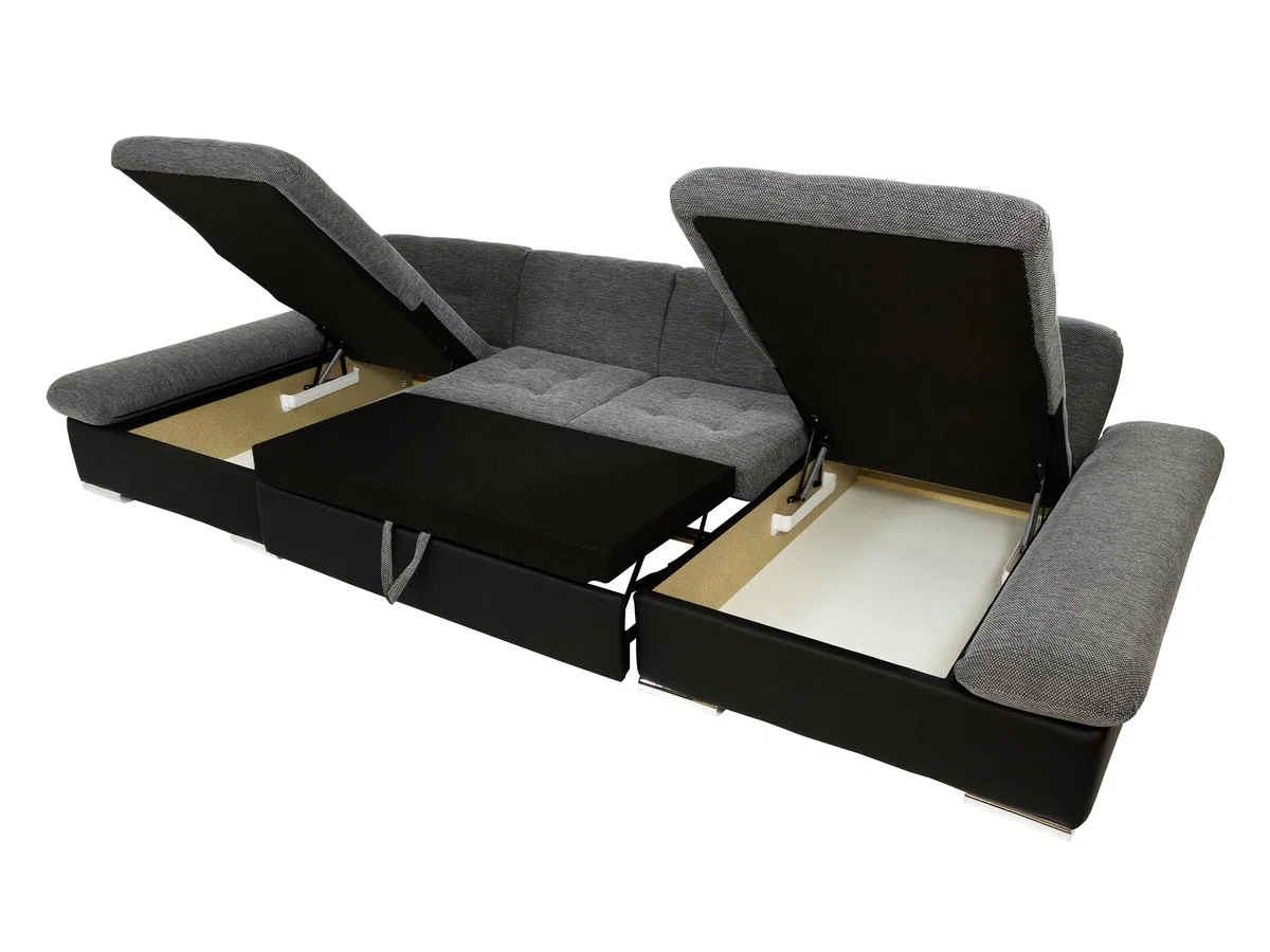 Mirjan24 Divano angolare Alia con braccioli regolabili, 2 cassette da letto e funzione sleep, divano ad angolo a forma di U dal produttore, divano e paesaggio residenziale (Flow 12)