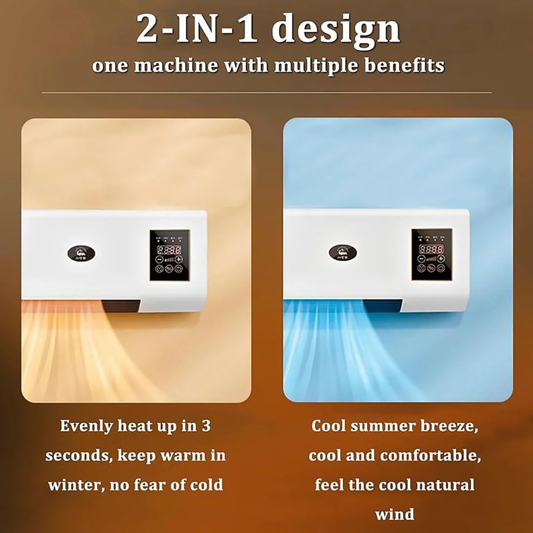 Ventilatore a Parete Silenzioso, Nuovo Ventilatore Riscaldante Gobi con Funzione di Ventilazione, Condizionatore D'aria Portatile, Timer (Nessuna Funzione di Raffreddamento) Golden-flower
