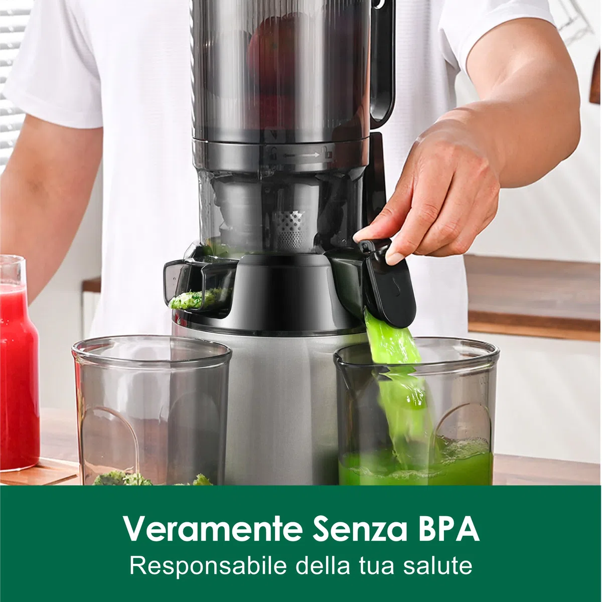 Estrattore Frutta e Verdura,Fretta Estrattore di succo con apertura di 135mm,Capacità 1,8L Adatta a Frutta e Verdure,Facile pulito,Senza BPA