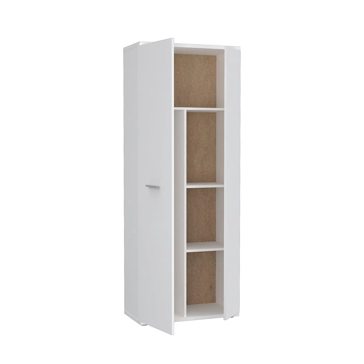 FORTE Net106 Armadio multifunzione a 2 ante, in legno derivato, bianco, 68,90 x 34,79 x 179,1 cm