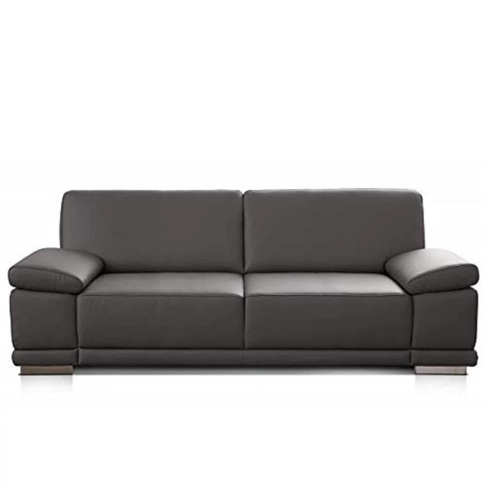 Cavadore Corianne - Divano a 2,5 posti in similpelle, piccolo, dal design moderno, con braccioli regolabili, 191 x 80 x 99 cm, colore grigio