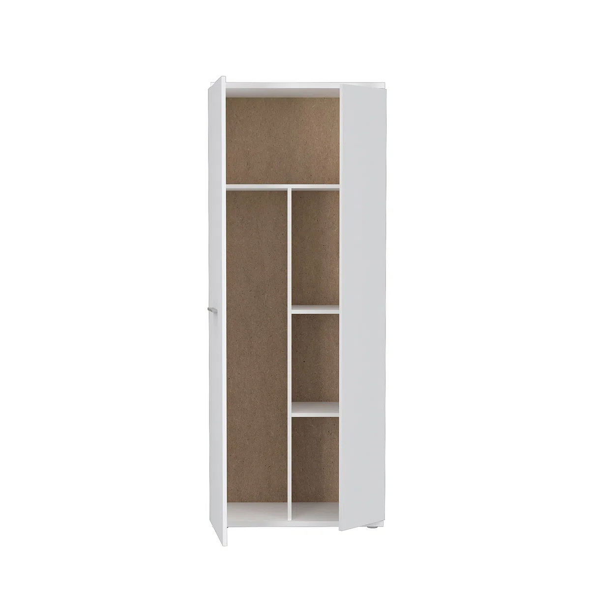 FORTE Net106 Armadio multifunzione a 2 ante, in legno derivato, bianco, 68,90 x 34,79 x 179,1 cm
