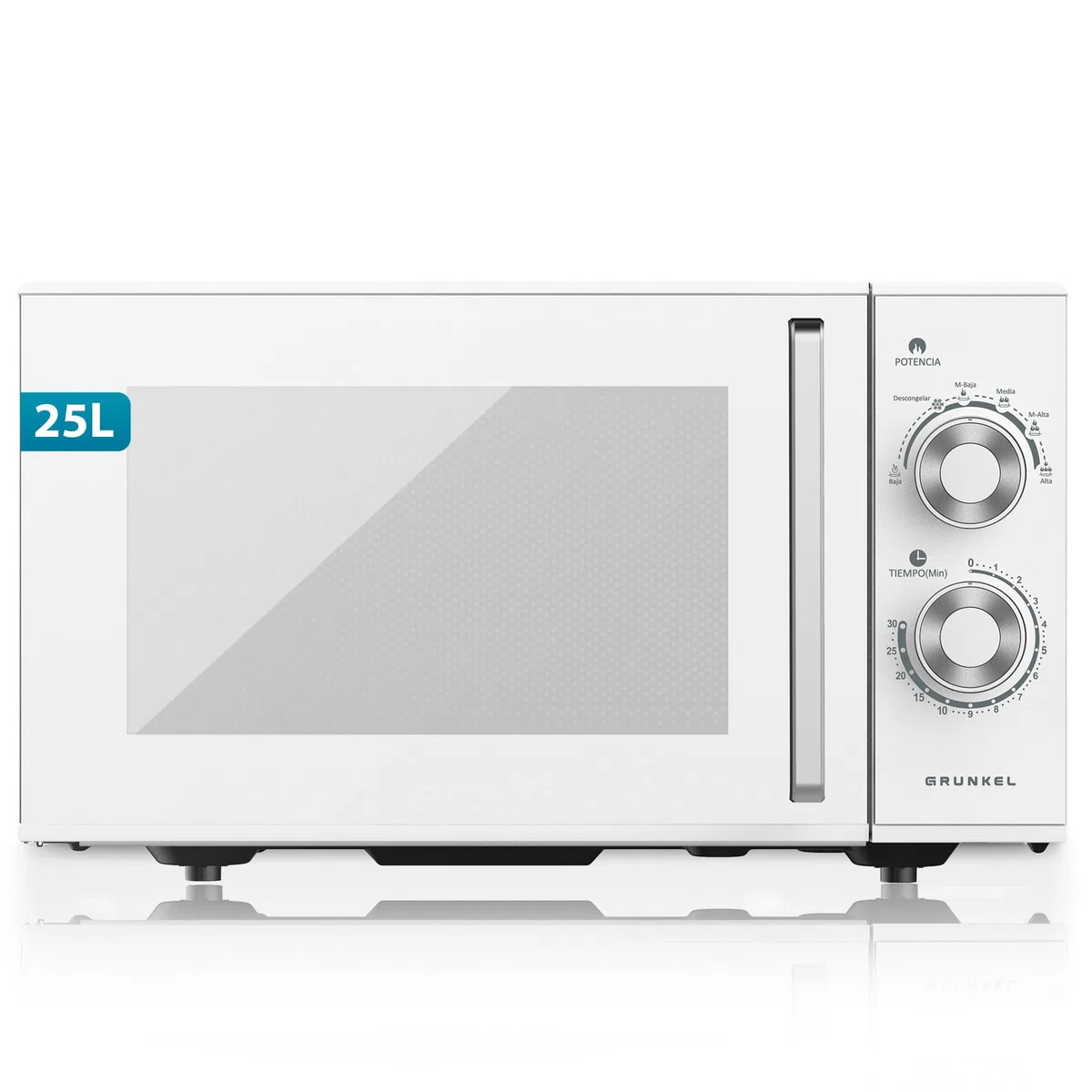 Microonde senza grill MG 25 litri, 900 W, 20 MG 5-6 livelli di potenza, 3 modalità combinate, timer 30 min apertura con maniglia e vassoio Ø245 mm (senza griglia)