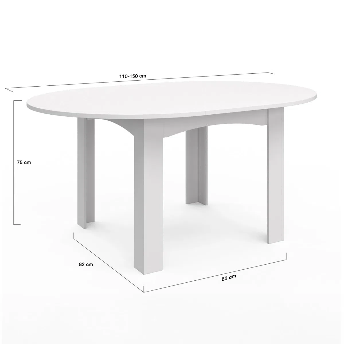 IDMarket - DONA mesa de comedor redonda extensible 4-8 personas blanco 110-150 cm