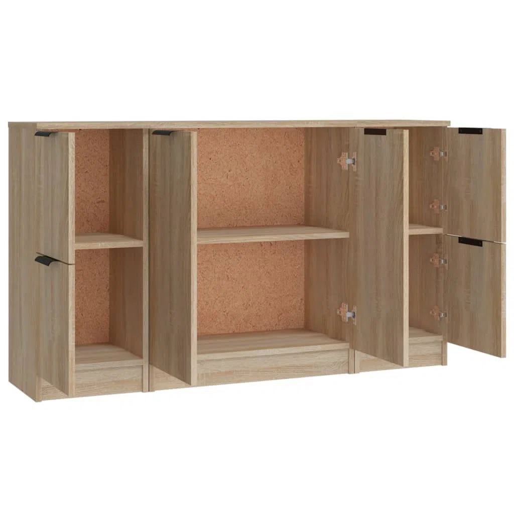Credenze 3 pz Rovere Sonoma in Legno Multistrato,Mobili,Armadietti e portaoggetti,Buffet e credenze,37.15kg-3115846