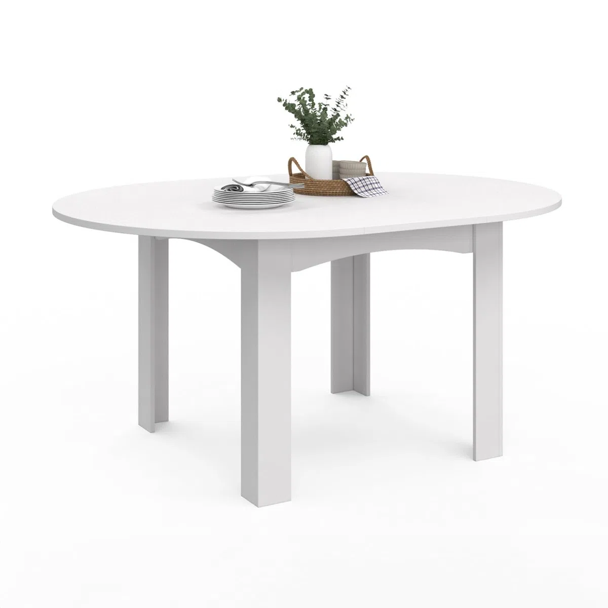 IDMarket - DONA mesa de comedor redonda extensible 4-8 personas blanco 110-150 cm