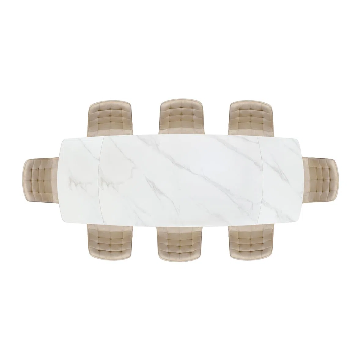 PAZZO DESIGN Tavolo Allungabile Fabiano, Piano Ceramica Bianco Statuario, Gambe in Metallo Tubolari Nere, Cucina, Salotto, Ceramica, 160 x 90 x h75 cm - id_2215