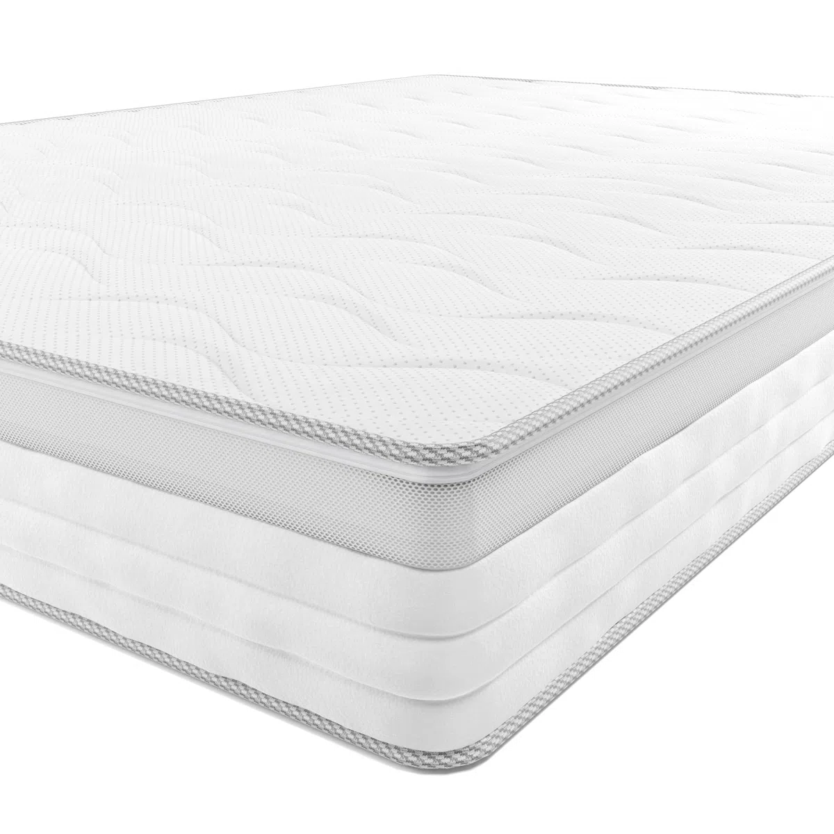 Amazon Basics Materasso Singolo a molle insacchettate a 7 zone, Medio-rigido (H3), 90 x 190 x 21.5 cm, Bianco