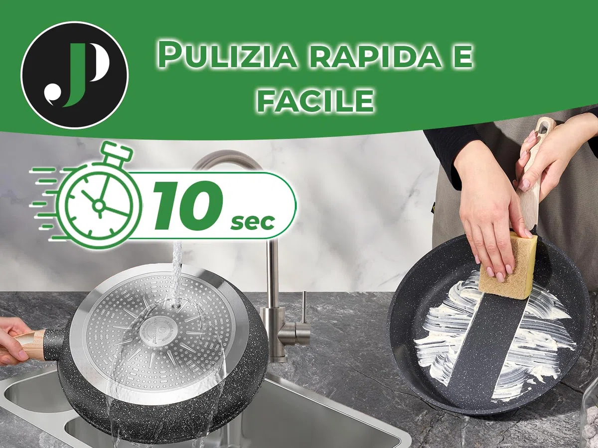 JUST PERFECTO Batteria Pentole e Padelle a Induzione, Set Padelle Antiaderenti Per tutti i piani cottura, Batteria di pentole antiaderente 24/28cm con Coperchi, set pentole induzione senza pfoa e ptfe