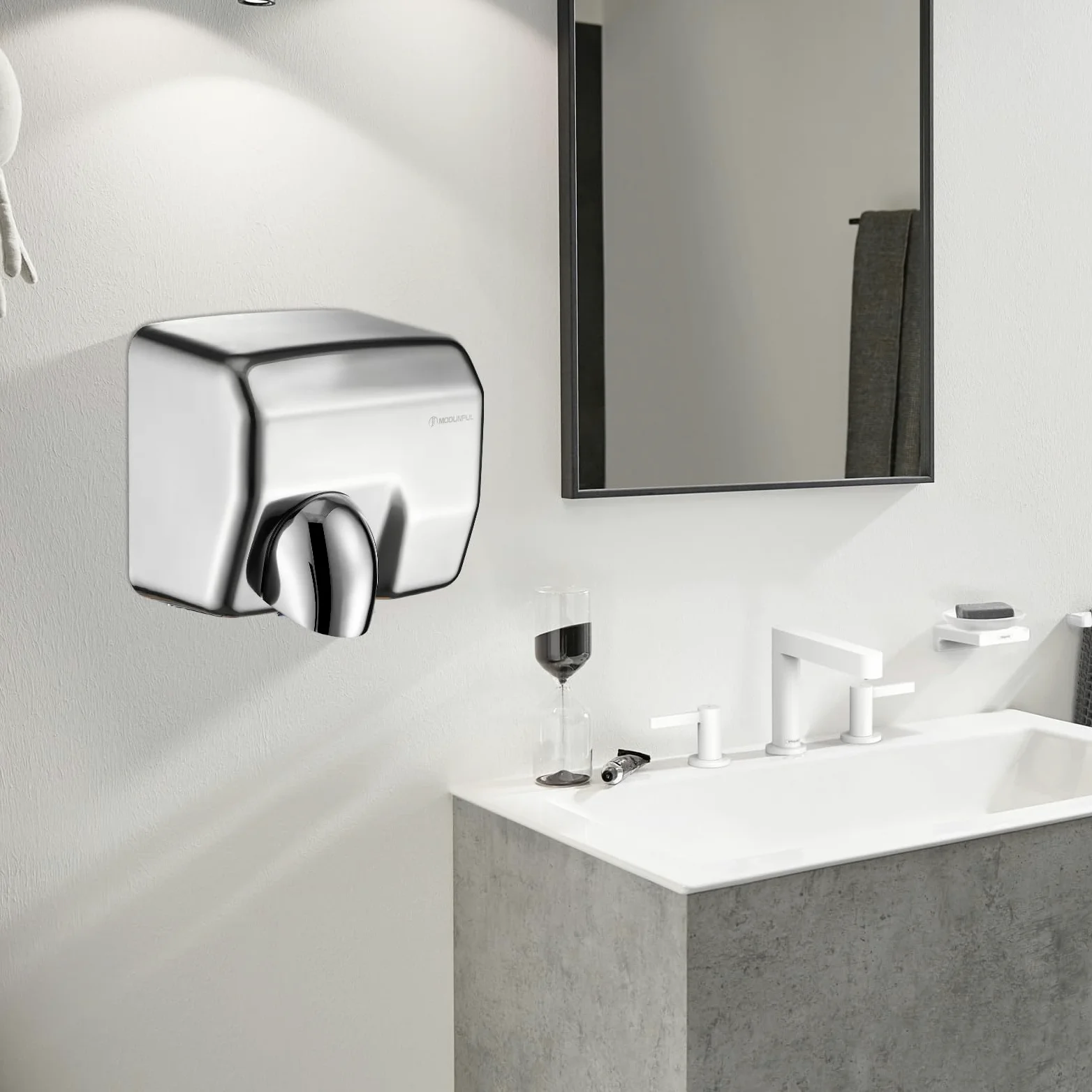 modunful Seche Main Electrique, Asciugamani Elettrico Professionale, 2300W Asciugamano Acciaio Inox Commerciali, Asciugamani Automatico per Bagno Cucina, 220-240V