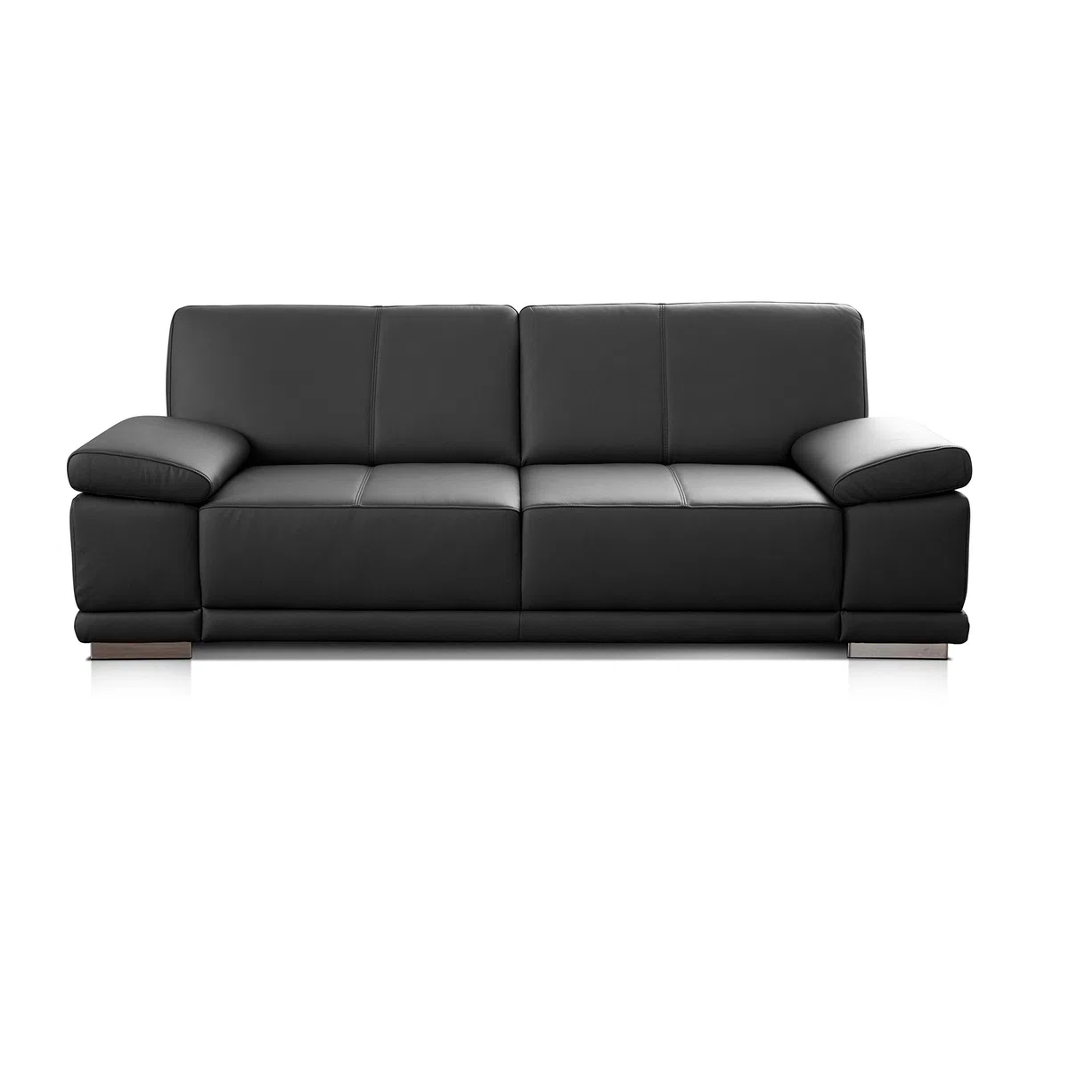 Cavadore Corianne - Divano a 3,5 posti con rivestimento in vera pelle e design moderno, con braccioli regolabili, 248 x 80 x 99 cm, colore nero
