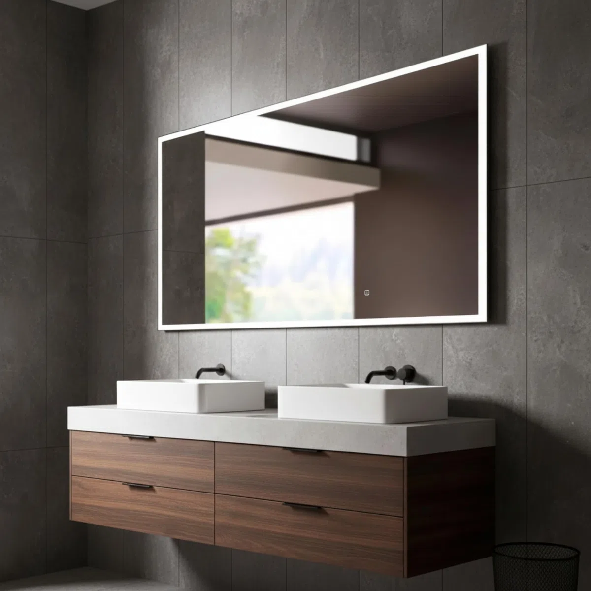 STYLE GLASS Specchiera bagno Luce LED 4000K, LUNA 120x60 cm Specchio Grande da Parete Luce Naturale, Moderno,Made In Italy