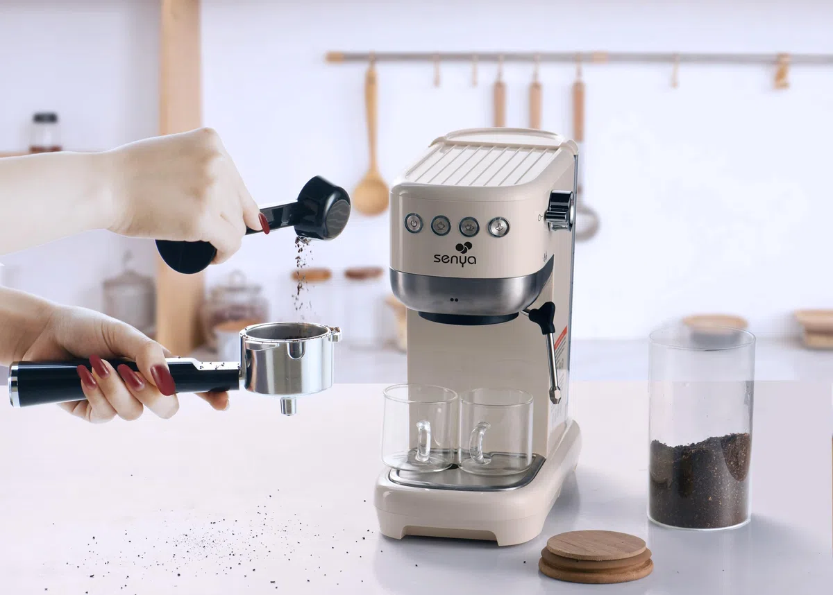 Senya Macchina da caffè Tasty Coffee Crema 20 Bar, Caffettiera Espresso e Cappuccino 1300W, Thermoblock, Montalatte, Spegnimento automatico, SYBF-CM006C