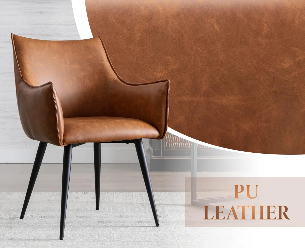 chairus Poltrona Lounge in Pelle PU Poltroncina Salotto con Gambe in Metallo Sedia Imbottita per Casa Ufficio Soggiorno (Marrone)