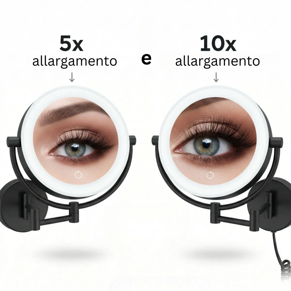 Specchio cosmetico XXL Tokyo - Specchio da parete a LED con funzione dimmer, spegnimento automatico, ingrandimento 3x/7x e superficie specchio extra large [classe energetica E]