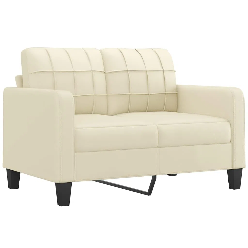 SECOLI Set di divani, 3 posti + 2 posti, 3-2 divani, per soggiorno, divano, lounge, in ecopelle, color crema