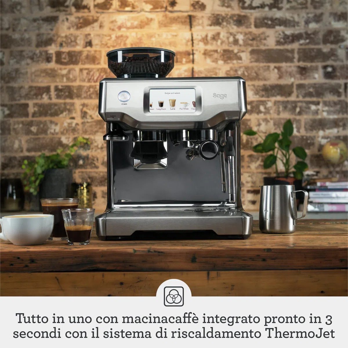 Sage - The Barista Touch - Macchina per Caffè in Grani con Montalatte Automatico - Tartufo Nero
