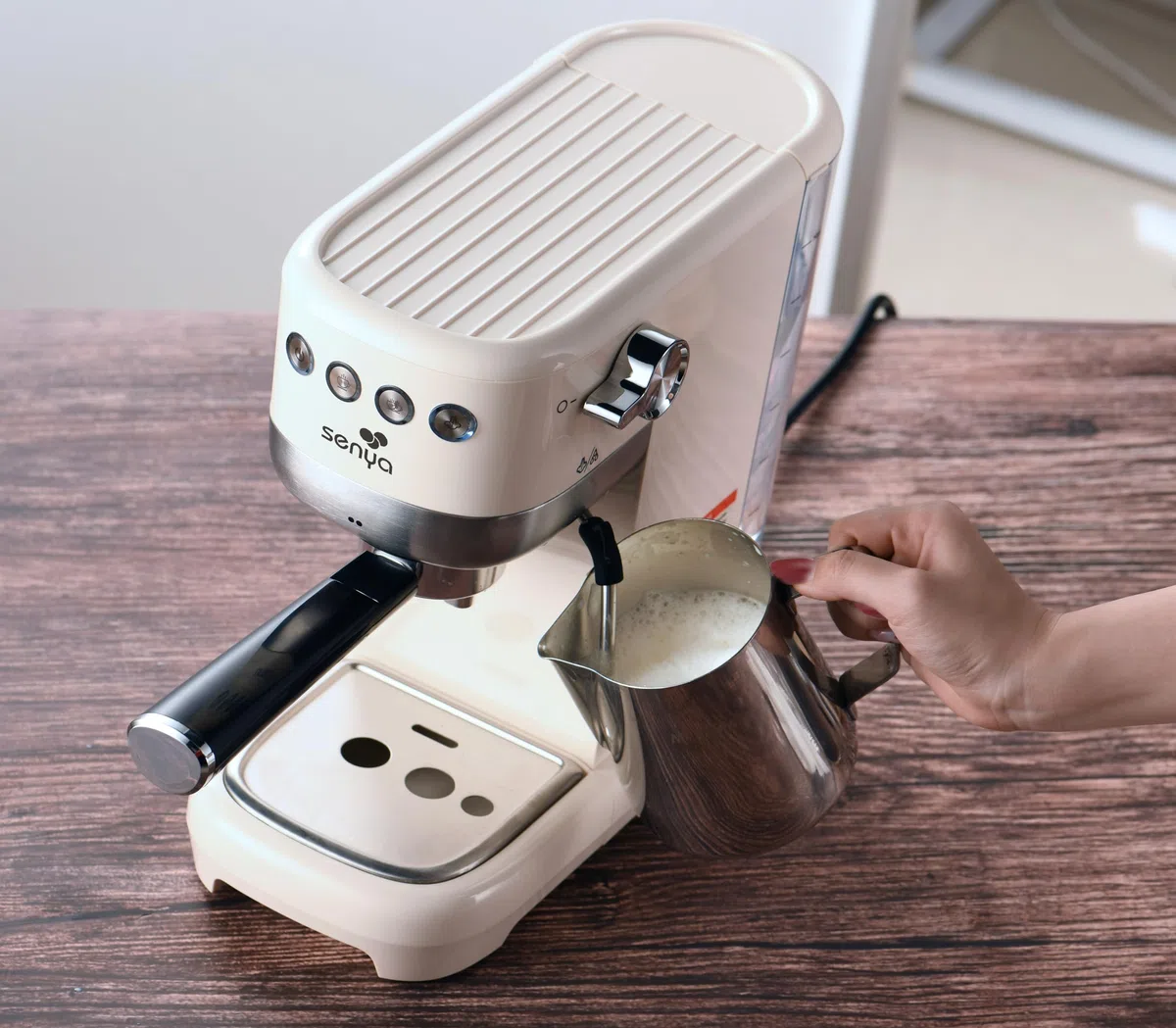Senya Macchina da caffè Tasty Coffee Crema 20 Bar, Caffettiera Espresso e Cappuccino 1300W, Thermoblock, Montalatte, Spegnimento automatico, SYBF-CM006C