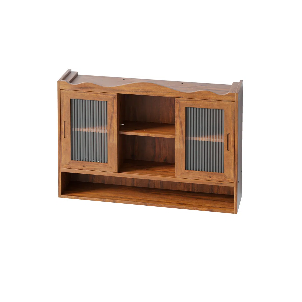Vetrina sospesa da 90 cm, pensile da cucina, shabby chic, con 2 ante e tre ripiani, pensili da cucina, adatto per bagni, cucine e sala da pranzo (marrone)