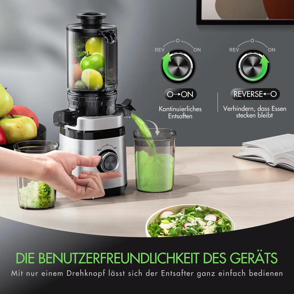 OYLCDI Estrattore Frutta e Verdura, Apertura Larga da 110mm per Ananas Intero, 350W Centrifuga Lenta, 99% Nutrienti Preservati, BPA Free, Facile da Smontare e Pulire, Argento