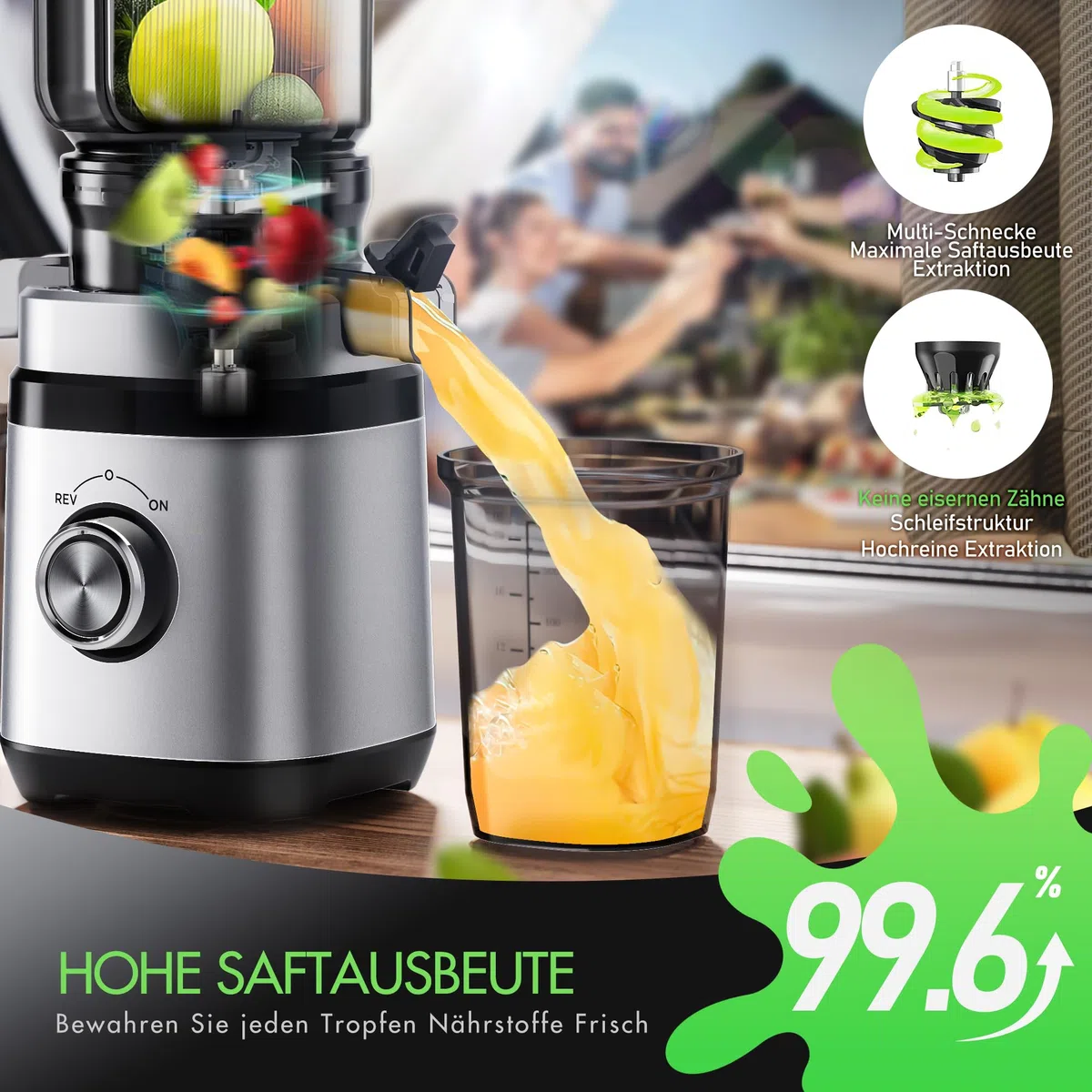 OYLCDI Estrattore Frutta e Verdura, Apertura Larga da 110mm per Ananas Intero, 350W Centrifuga Lenta, 99% Nutrienti Preservati, BPA Free, Facile da Smontare e Pulire, Argento