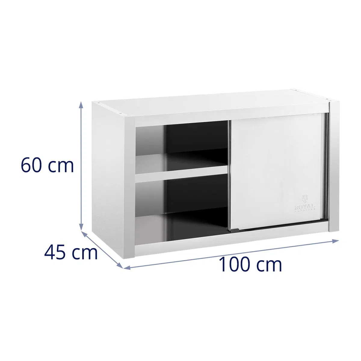 Royal Catering Pensile In Acciaio Inox Con Ante Scorrevoli Da Cucina RCSSWC-100X45-S (100 x 45 x 60 cm, 600 kg)