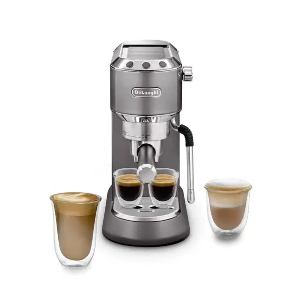De'Longhi Dedica Arte EC885.M, Macchina Caffè a Pompa Tradizionale Barista, Macchina Manuale con Montalatte My LatteArt, Design Compatto 15cm Larghezza, Tazze Fino a 13cm, Compatibile E.S.E., Metallo