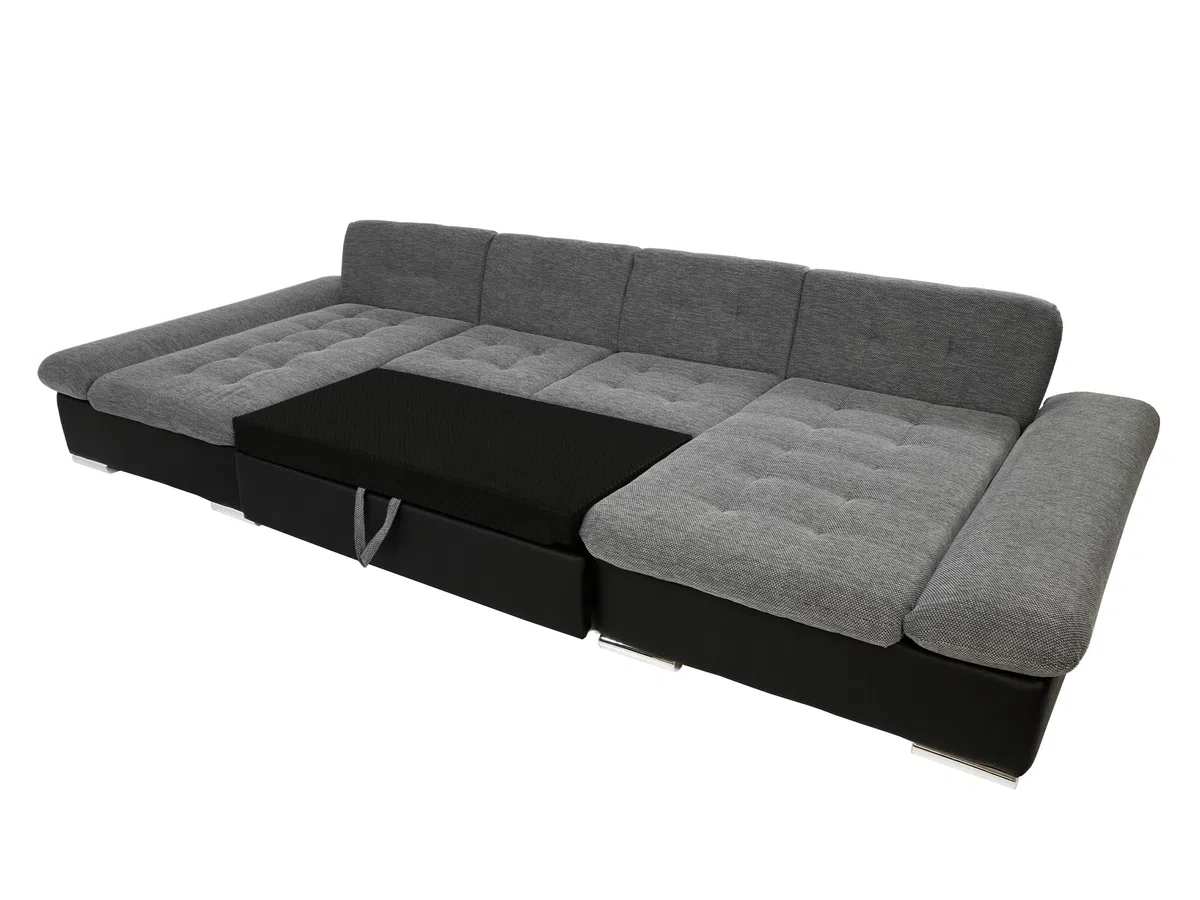 Mirjan24 Divano angolare Alia con braccioli regolabili, 2 cassette da letto e funzione sleep, divano ad angolo a forma di U dal produttore, divano e paesaggio residenziale (Flow 12)