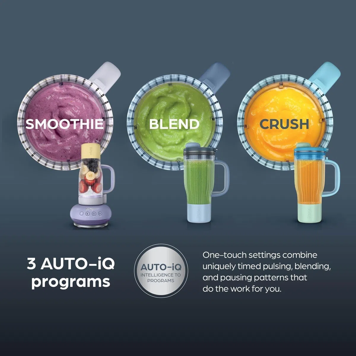 Ninja BlendBoss Blender con bicchiere portatile, frullatore personale con bicchiere da viaggio rimovibile, 3 modalità preimpostate automaticamente, Stone DB351UKST