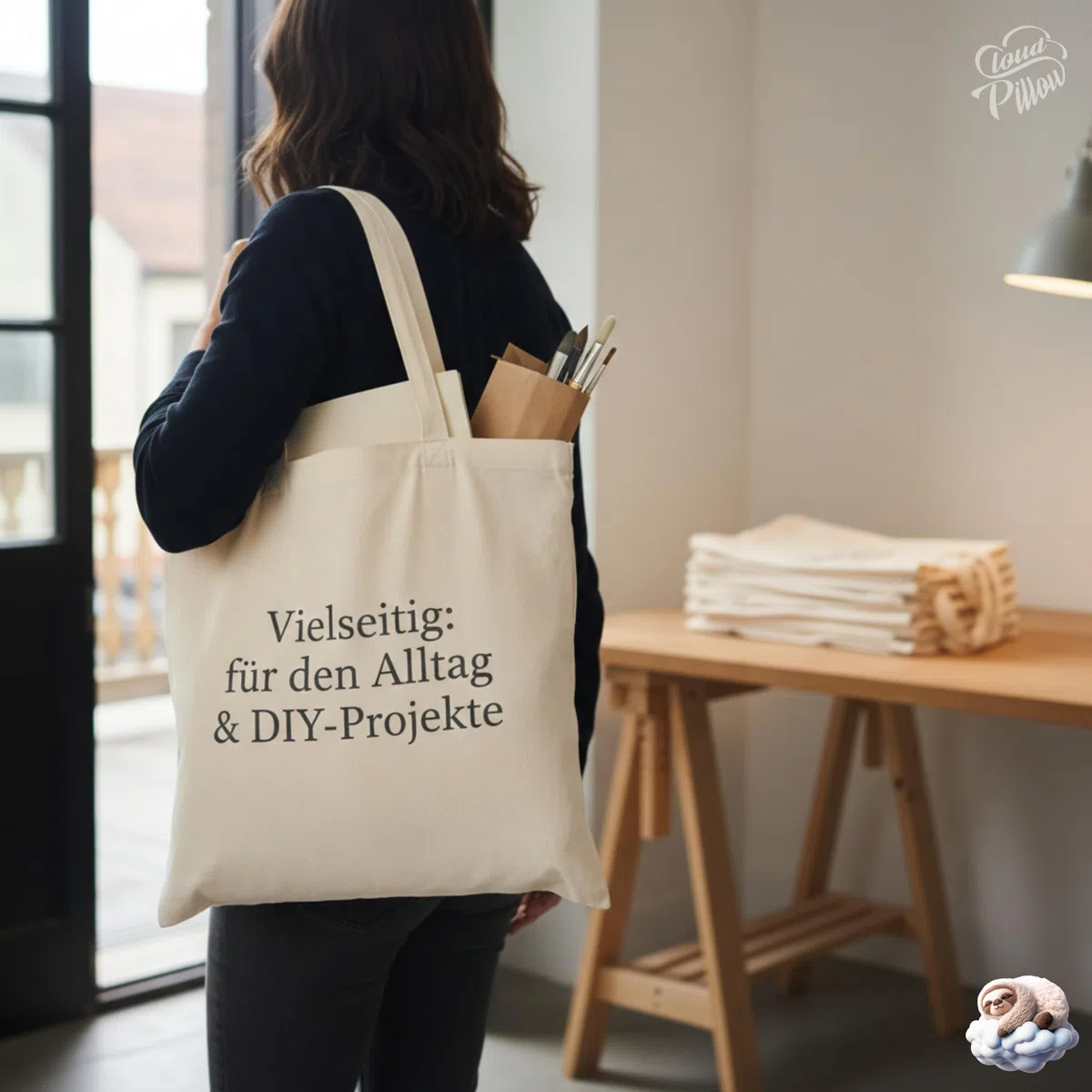 Cloud Pillow Sac in cotone 38 x 42 cm – borsa per la spesa in 100% cotone 144 g/m², non stampata per il fai-da-te (DIY) – pratica per l’uso quotidiano – OEKO-TEX Standard 100