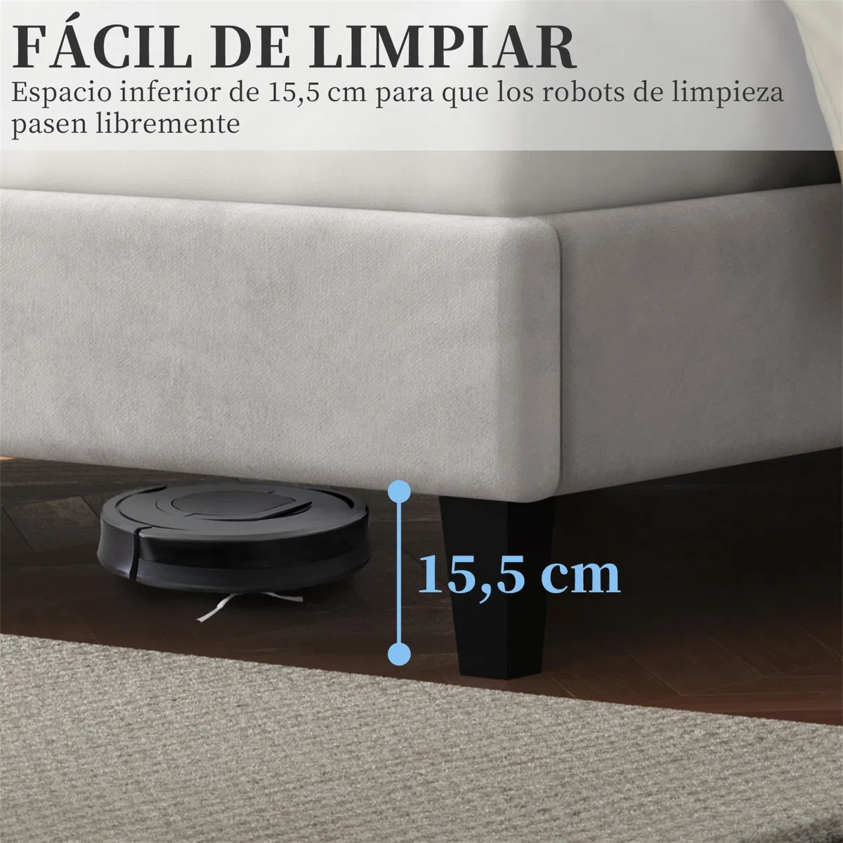 Yaheetech Letto con Testiera Imbottita 160 x 200 cm Altezza Regolabile Rete a Doghe in Legno e Metallo Beige
