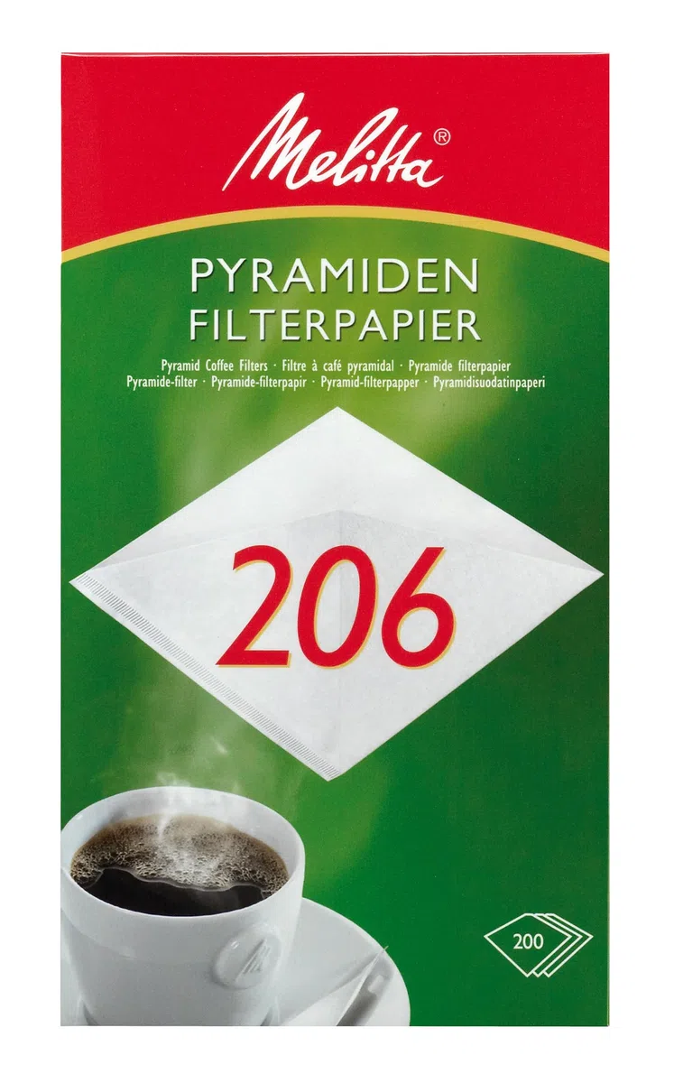 Melitta carta da filtro piramide 206 gr, bianco, 200 pezzi.