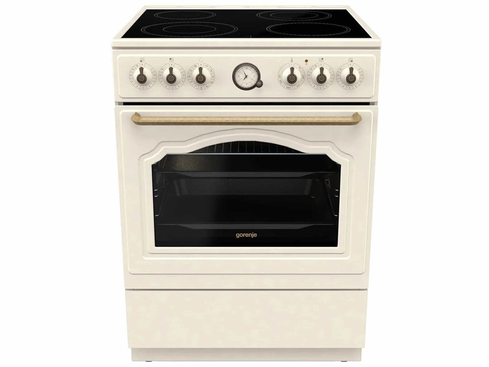 Gorenje Classico GECS 6 B70CLI - Stufa elettrica con piano cottura in vetroceramica, design retrò, 60 cm, 71 litri, chiusura delicata, riscaldamento rapido, AirFry/ExtraSteam/Pizza Mode/AquaClean