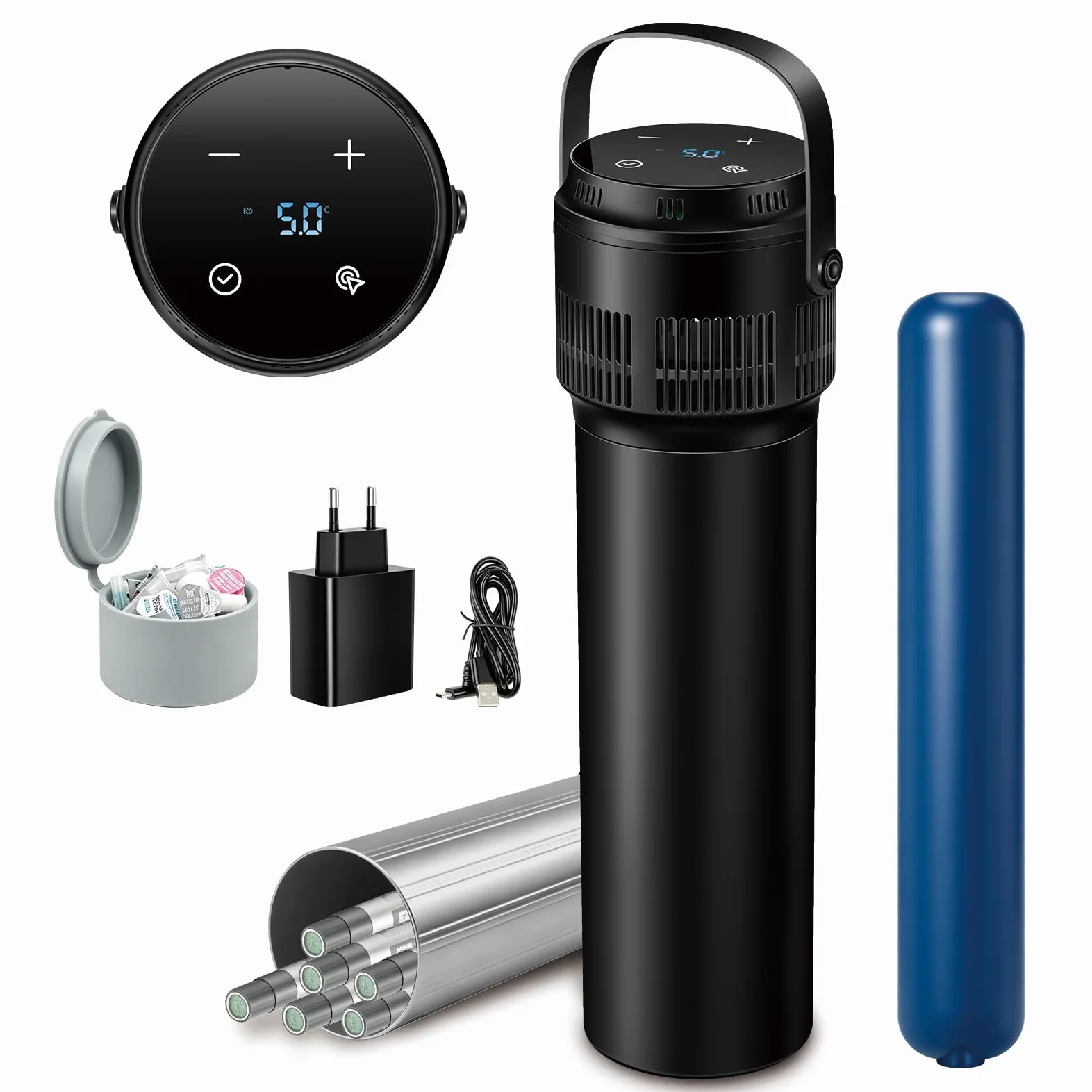 Sendowtek Porta Insulina Termico da Viaggio, 2-20℃ Borsa Termica Insulina con Temp-Display Caricatore USB e Refrigeratore Biogel, Portatile Borsa Termica Medicinali per Viaggio Aereo Diabetici