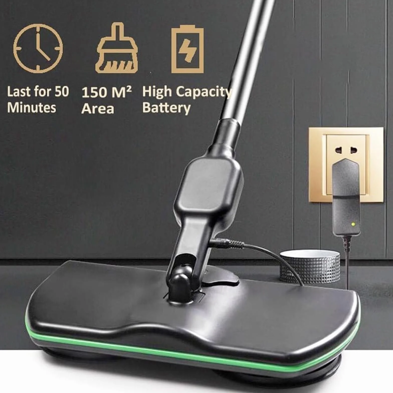 Lavapavimenti elettrico senza fili con mocio rotante, ricaricabile, per pavimenti duri, laminato, legno, piastrelle