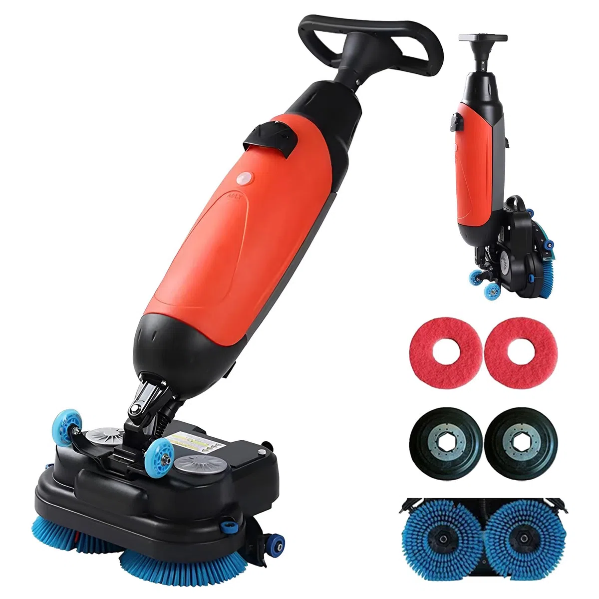 Lavasciuga Pavimenti Professionale Da 17", Doppie Spazzole Rotanti, 240 Giri/Min, Copertura 1200 M²/H, Batteria Al Litio Ricaricabile Senza Fili, Per Pavimenti in Legno, Piastrelle