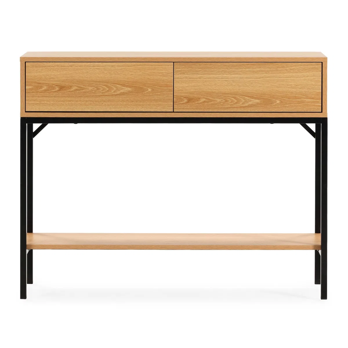 HOMN LIVING Consolle da ingresso Auri con 2 cassetti, colore rovere, 100 cm (larghezza) 30 cm (profondità) 80 cm (altezza)