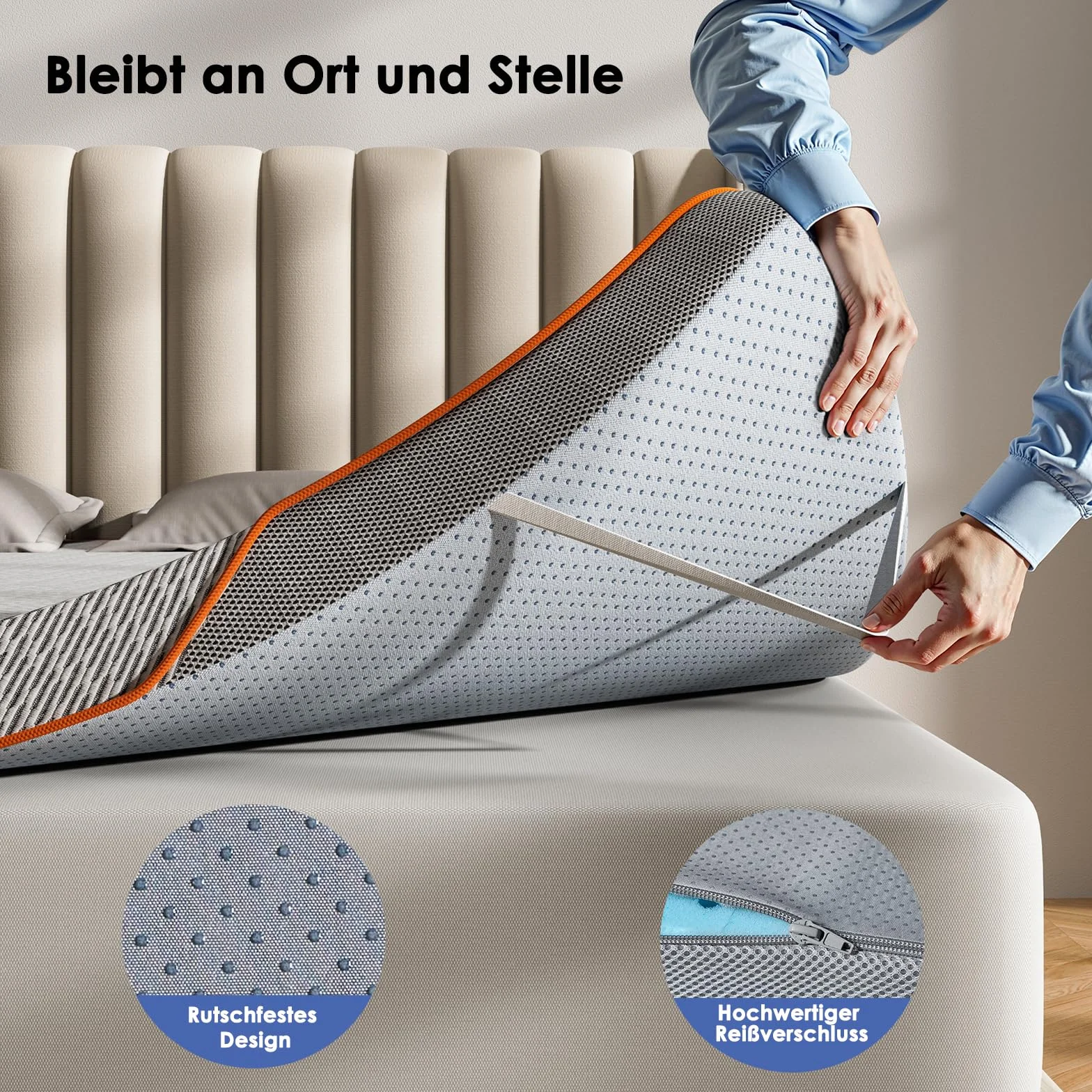 PERLECARE Coprimaterasso rigido da 140 x 200 cm – 7,5 cm di altezza H3 H4 di durezza con rivestimento molto ampio, certificato Öko-TEX in schiuma gel topper per letto a molle e divano letto