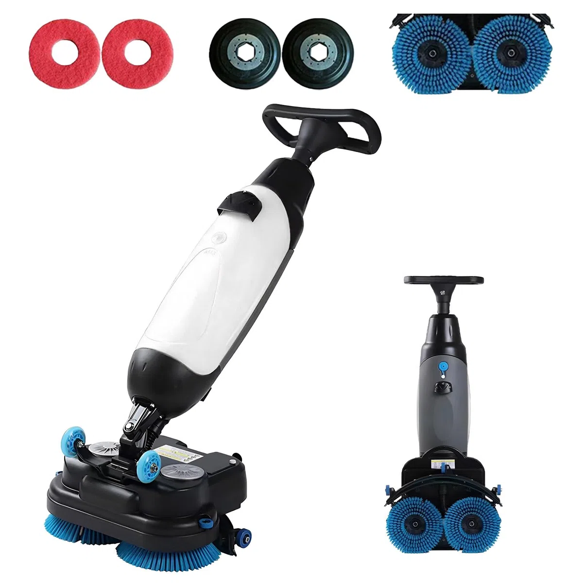 Lavasciuga Pavimenti, Lucidatrice E Pulitrice per Pavimenti Multifunzione, Con Pista Di Pulizia Da 43 Cm, 240 Giri/Min, Pulizia Profonda Di Piastrelle, Pavimenti in Legno White